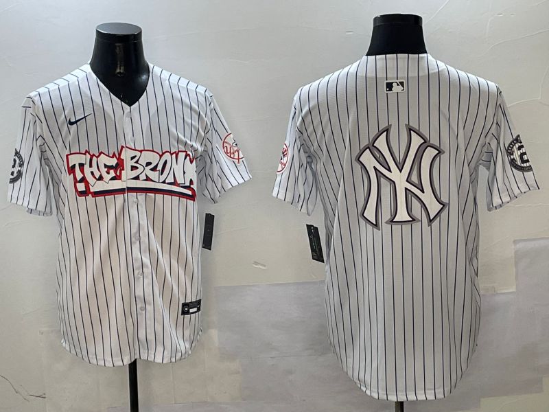 Men New York Yankees Blank White Stripe four generations Joint Name 2025 Nike MLB Jersey style 10
